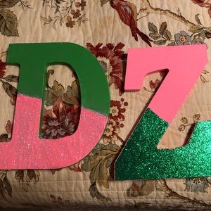 Delta Zeta block glitter letters